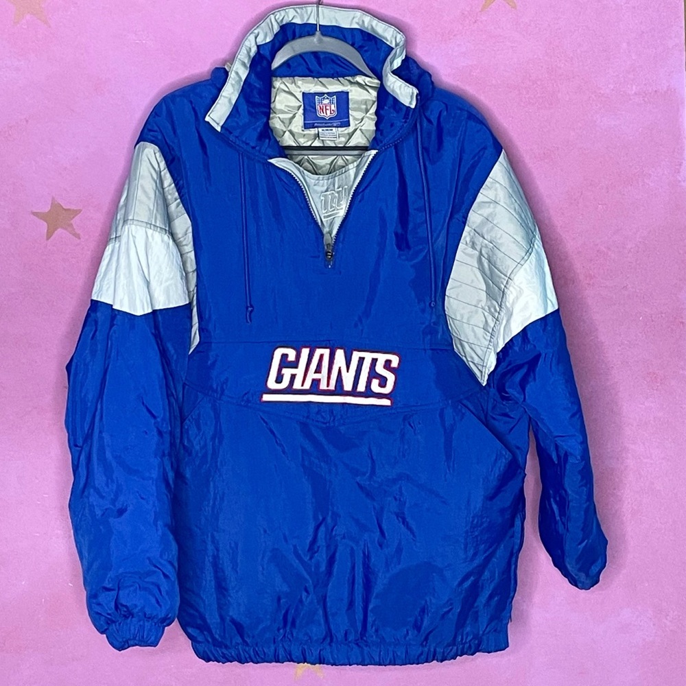 REEBOK New York Giants Vintage 90s Pullover HOODIE Puffer Jacket Coat Medium